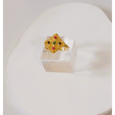 Γυναικείο Ασημένιο επίχρυσο βυζαντινό δαχτυλίδι με ζιργκον (SR61)